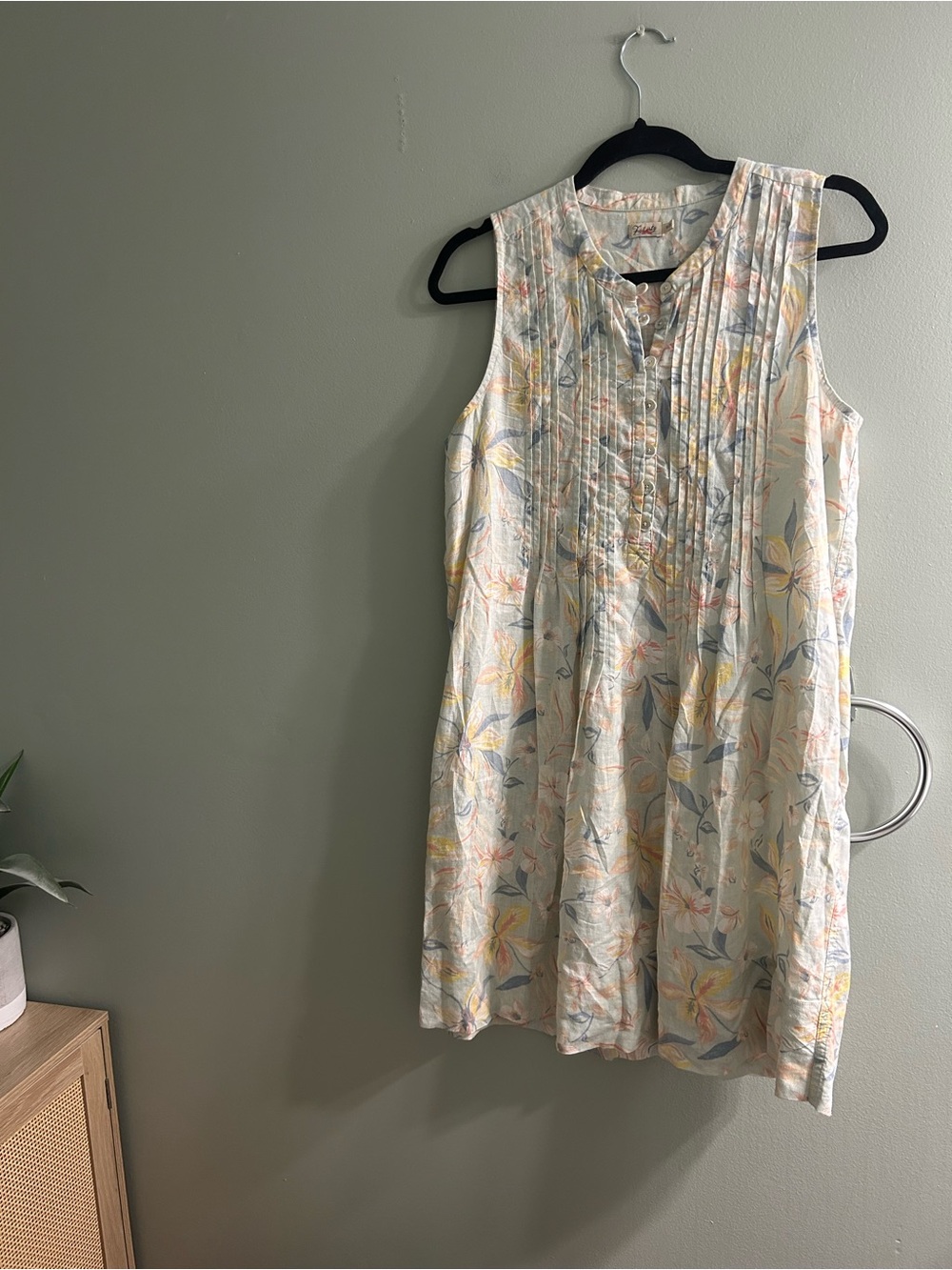 Faherty Isha Dress sky coast floral lightweight hemp tencel blend